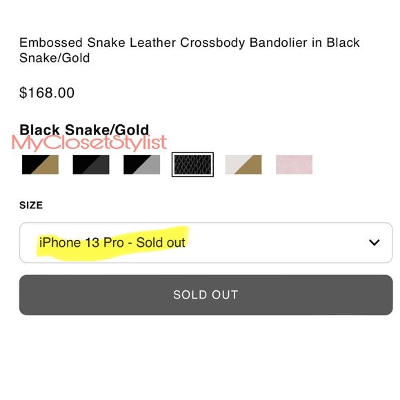 Bandolier MIRROR Snake Black 13 Pro iPhone Case Strap SET! NWT Purse Crossbody - Picture 7 of 12